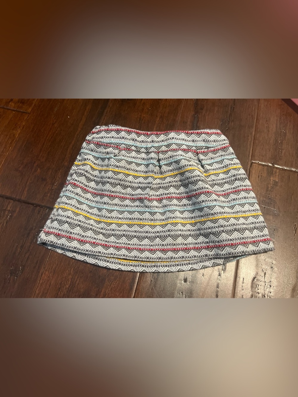 Textured Black and White Tribal Stripe Skirt with Colorful Accents - 18 months
